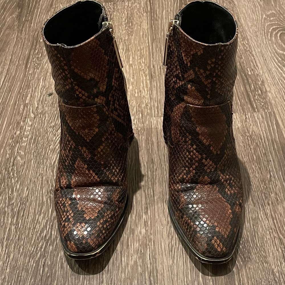Snake print ankle boots